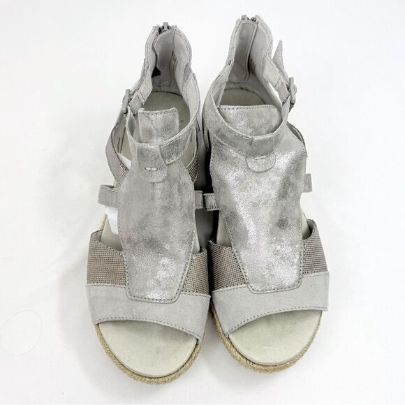 Earth MODENA JASMINE Grey Silver Sparkle Espadrille Wedge Gladiator Sandals - Picture 5 of 16
